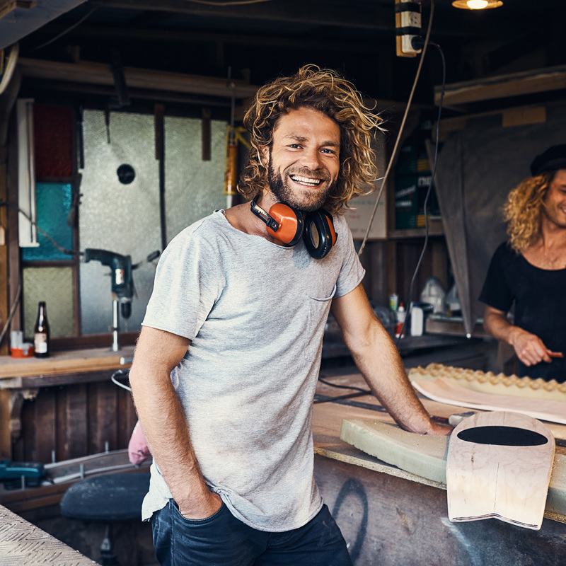 Young man in his workshop
